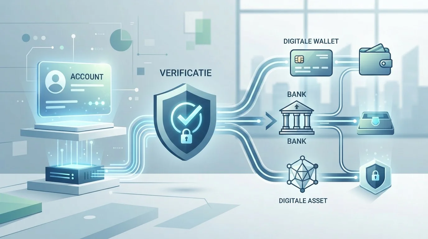 Illustratie van een casino-uitbetaling naar een bankrekening met verificatiesymbool